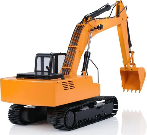 الولايات المتحدة في المخزون، JDM 1/12 RC نموذج الحفار الهيدروليكي صمام مضخة المسارات ESC وحدة تحكم راديو مطلية مجمعة باللون الأصفر نموذج هواية للأعمار من 14 عامًا فما فوق in Kuwait