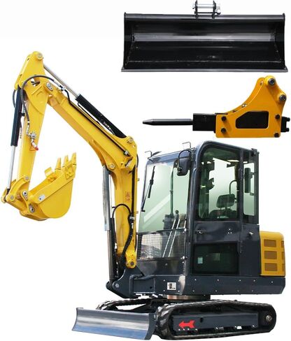 ATT350، حفار صغير 3.5 طن 25 حصان ديزل KubotaEngine، يتحكم الطيار في ذراع التأرجح الجانبي ومكيف الهواء، حفار عالي التحمل للمزرعة، DIY، المناظر الطبيعية مع استبدال الأجزاء لمدة 12 شهرًا (أصفر 2) in Kuwait