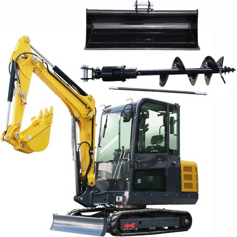 ATT350، حفار صغير 3.5 طن 25 حصان ديزل KubotaEngine، يتحكم الطيار في ذراع التأرجح الجانبي ومكيف الهواء، حفار عالي التحمل للمزرعة، DIY، المناظر الطبيعية مع استبدال الأجزاء لمدة 12 شهرًا (أصفر 2) in Kuwait