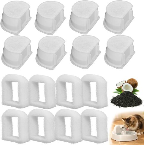 Foam Pre-Filter and Carbon Filter for Petsafe Compatible with Drinkwell Fountain Stainless Steel 360 Avalon, Pagoda Seascape and Sedona Water Bowl, Dog and Cat Pet Water Fountain Prefilters(16 Packs) in Saudi Arabia