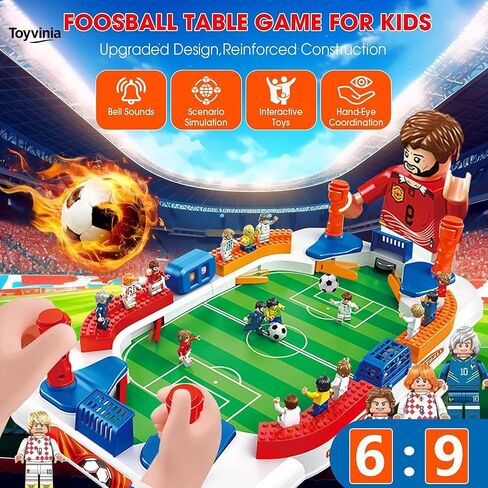 Foosball Table for Kids, Mini Tabletop Soccer Board Game with Realistic Players & Goal Bell, Interactive Indoor Football Toy, Fun Family Game, Birthday Gift for Boys Girls Ages 3-8 in Kuwait