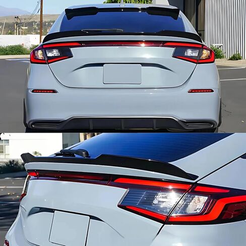 Rear & Roof Spoiler Compatible with Honda Civic Hatchback 2022-2026, 2Pcs Duckbill High Kick Trunk Wing Lip & Roof Wing Fits EX-L/LX/Sport/Sport Touring Hatchback (Glossy Black) in Kuwait