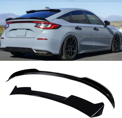 Rear & Roof Spoiler Compatible with Honda Civic Hatchback 2022-2026, 2Pcs Duckbill High Kick Trunk Wing Lip & Roof Wing Fits EX-L/LX/Sport/Sport Touring Hatchback (Glossy Black) in Kuwait