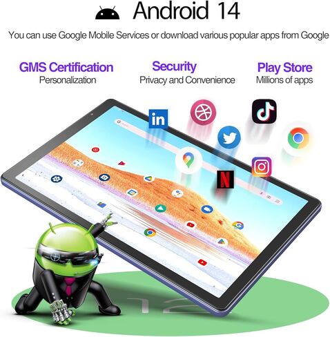 تابلت 10 بوصة Android 12، أجهزة لوحية مع ذاكرة وصول عشوائي 32 جيجابايت وذاكرة وصول عشوائي 2 جيجابايت وذاكرة وصول عشوائي 512 جيجابايت قابلة للتوسيع، معالج رباعي النواة، واي فاي 6، شاشة IPS HD مقاس 10.1 بوصة، بطارية 6000 مللي أمبير في الساعة، كاميرا مزدوجة، in Saudi Arabia