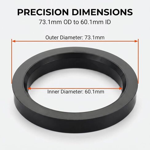 4 PCS Hub Centric Rings, 73.1mm to 60.1mm Plastic Wheel Hub Center Ring Adapter, Fill Gap to Eliminate Vibration, Universal for Most Cars, Trucks, SUVs (Black) in Kuwait