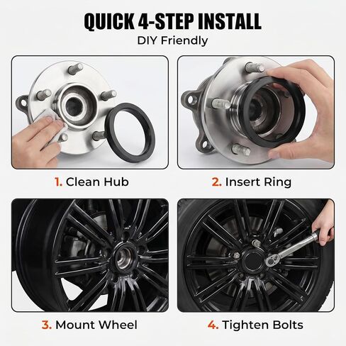 4 PCS Hub Centric Rings, 73.1mm to 60.1mm Plastic Wheel Hub Center Ring Adapter, Fill Gap to Eliminate Vibration, Universal for Most Cars, Trucks, SUVs (Black) in Kuwait