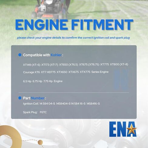ENA 14 584 04-S ملف الإشعال متوافق مع Kohler XT149 XT173 XT650 XT675 XT775 XTX650 XTX675 XTX775 محركات جزازة العشب مع استبدال شمعة الإشعال لـ 1458404-S 14 584 16-S 1458416-S in Kuwait