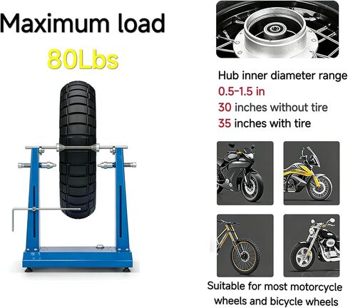Motorcycle Wheel Balancer & Truing Stand, Heavy-Duty Static Tire Balancing Tool with Precision Bearings & Adjustable Cones, Fits Dirt Bike, Sport Bike & Motorcycle Wheels up to 35" in Kuwait