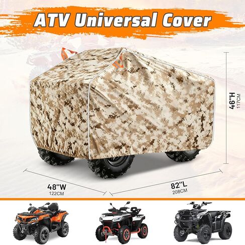 ATV Cover Waterproof,Heavy Duty Camouflage Desert Color Protects All Season Weather Outdoor Dustproof UV Protection Covers Suitable for Kawasak,Honda,Polaris (82" Inch) in Kuwait