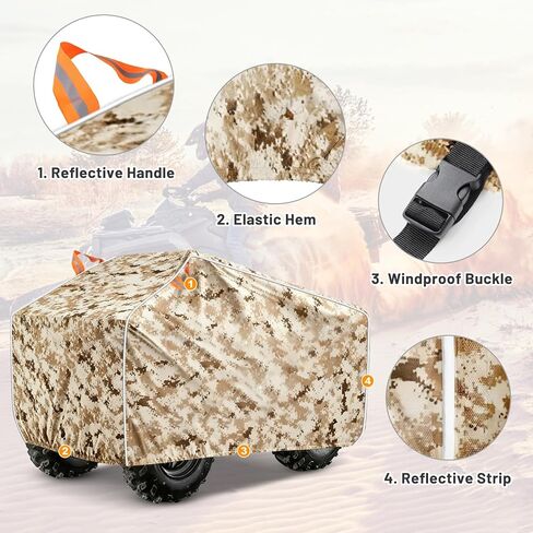 ATV Cover Waterproof,Heavy Duty Camouflage Desert Color Protects All Season Weather Outdoor Dustproof UV Protection Covers Suitable for Kawasak,Honda,Polaris (82" Inch) in Kuwait