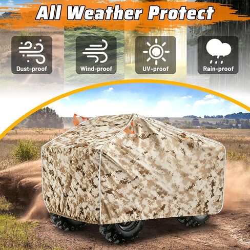 ATV Cover Waterproof,Heavy Duty Camouflage Desert Color Protects All Season Weather Outdoor Dustproof UV Protection Covers Suitable for Kawasak,Honda,Polaris (82" Inch) in Kuwait
