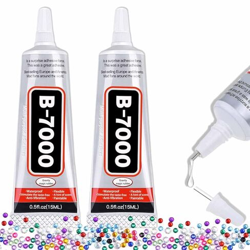 غراء حرفي B-7000 لصناعة المجوهرات - 15 مل/0.5 أونصة (عبوة من قطعتين) - غراء لاصق فائق متعدد الوظائف B-7000 غراء دمج سائل للحرف اليدوية بأحجار الراين، وأحذية الملابس، والنسيج، وصناعة المجوهرات، والهواتف المحمولة in Kuwait