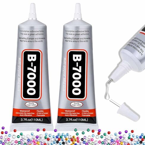 غراء حرفي B-7000 لصناعة المجوهرات - 15 مل/0.5 أونصة (عبوة من قطعتين) - غراء لاصق فائق متعدد الوظائف B-7000 غراء دمج سائل للحرف اليدوية بأحجار الراين، وأحذية الملابس، والنسيج، وصناعة المجوهرات، والهواتف المحمولة in Kuwait
