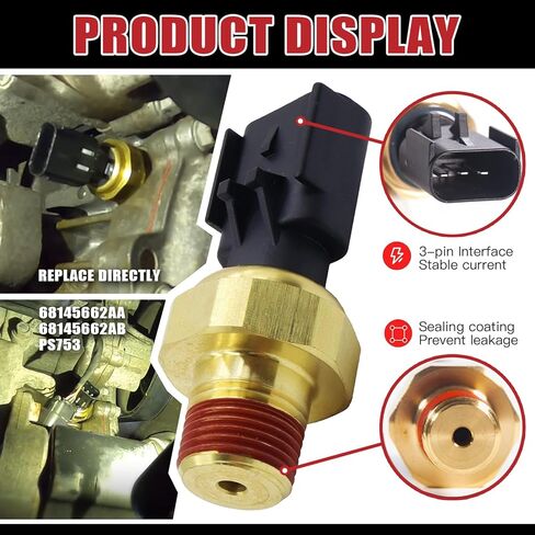68145662AA Oil Pressure Sensor with Socket for 2.4L Dodge Dart,Jeep Cherokee,Chrysler 200, Ram ProMaster,Replace 68145662AB in Kuwait