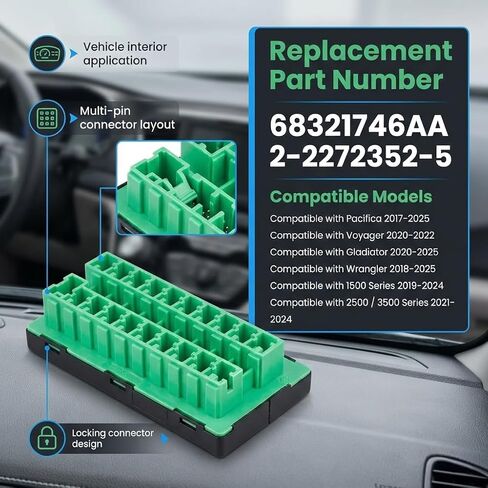 68321746AA CAN Bus Star Splice Block Fuse Connector متوافق مع Chrysler Pacifica/Voyager 2017-2025 Jeep Gladiator/Wrangler 2018-2025 Ram 1500/2500/3500 2019-2024 استبدال # 2-2272352-5 in Kuwait