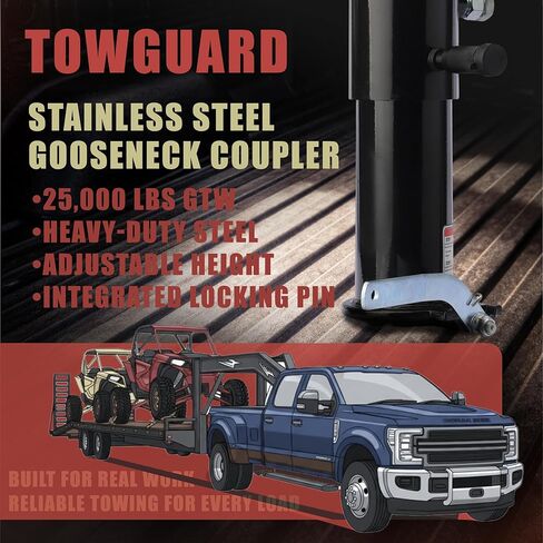 Adjustable Round Tube Gooseneck Coupler Fifth Wheel to Gooseneck Adapter, 2-5/16" Trailer Coupler with Remote Release System and Safety Lock Pin, Heavy Duty Gooseneck Trailer Coupler in Kuwait