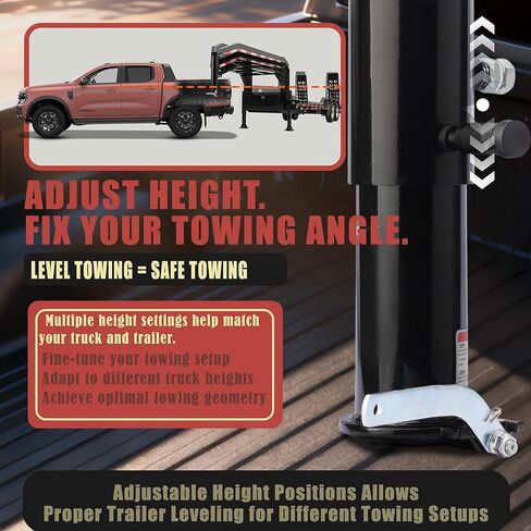 Adjustable Round Tube Gooseneck Coupler Fifth Wheel to Gooseneck Adapter, 2-5/16" Trailer Coupler with Remote Release System and Safety Lock Pin, Heavy Duty Gooseneck Trailer Coupler in Kuwait