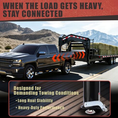 Adjustable Round Tube Gooseneck Coupler Fifth Wheel to Gooseneck Adapter, 2-5/16" Trailer Coupler with Remote Release System and Safety Lock Pin, Heavy Duty Gooseneck Trailer Coupler in Kuwait