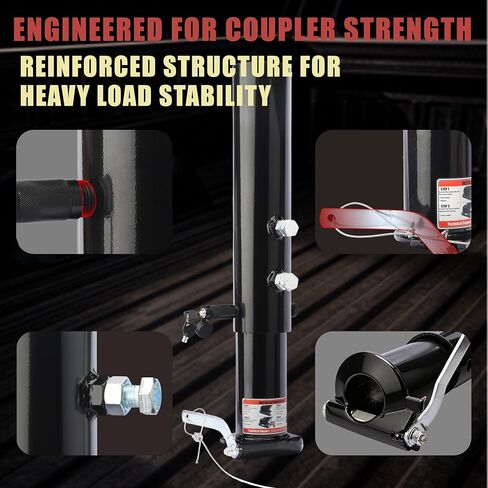 Adjustable Round Tube Gooseneck Coupler Fifth Wheel to Gooseneck Adapter, 2-5/16" Trailer Coupler with Remote Release System and Safety Lock Pin, Heavy Duty Gooseneck Trailer Coupler in Kuwait