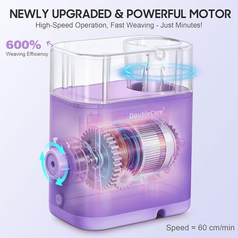 DoubleCare Automatic i Cord Knitting Machine, Electric i-Cord Knitter with 2 Rolls of Yarn and 1 Roll of 2M Iron Wire，Hands-Free Highly Knitting Tools，Fast DIY Craft Projects, Purple in Kuwait