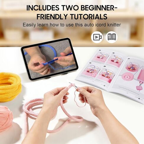 DoubleCare Automatic i Cord Knitting Machine, Electric i-Cord Knitter with 2 Rolls of Yarn and 1 Roll of 2M Iron Wire，Hands-Free Highly Knitting Tools，Fast DIY Craft Projects, Purple in Kuwait