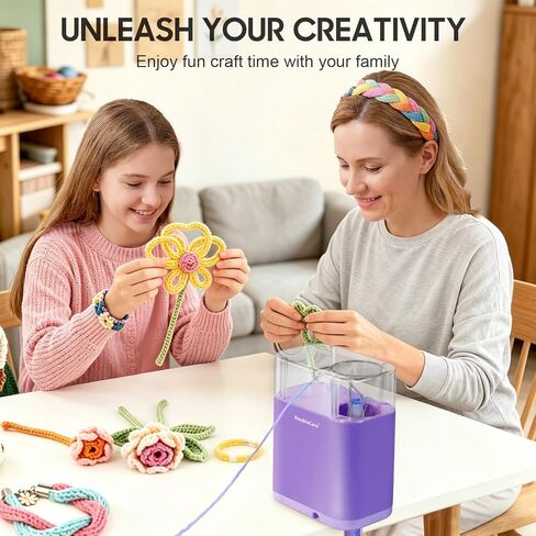 DoubleCare Automatic i Cord Knitting Machine, Electric i-Cord Knitter with 2 Rolls of Yarn and 1 Roll of 2M Iron Wire，Hands-Free Highly Knitting Tools，Fast DIY Craft Projects, Purple in Kuwait
