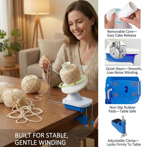 MCTOURY Yarn Ball Winder for Crocheting: Wind Weight 1-5 Lace to Bulky - 3-Minute Skein-to-Cake - Cuts Yarn Prep Time by 70% for Knitting & Crochet in Kuwait