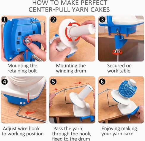 MCTOURY Yarn Ball Winder for Crocheting: Wind Weight 1-5 Lace to Bulky - 3-Minute Skein-to-Cake - Cuts Yarn Prep Time by 70% for Knitting & Crochet in Kuwait