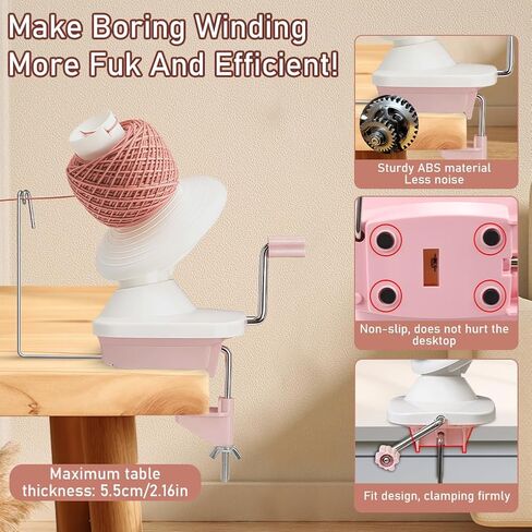 SEILETOO Yarns Winder, Yarn Spinner for Crocheting, Yarn Roller for Knitting Lovers, Included Scissors, Storage Pouches and Knitting Crochet Hook Set, Easy-to-Install, Efficiently, Lower Noise in Kuwait