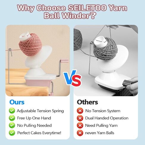 SEILETOO Yarns Winder, Yarn Spinner for Crocheting, Yarn Roller for Knitting Lovers, Included Scissors, Storage Pouches and Knitting Crochet Hook Set, Easy-to-Install, Efficiently, Lower Noise in Kuwait