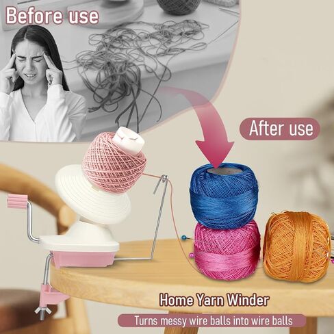 SEILETOO Yarns Winder, Yarn Spinner for Crocheting, Yarn Roller for Knitting Lovers, Included Scissors, Storage Pouches and Knitting Crochet Hook Set, Easy-to-Install, Efficiently, Lower Noise in Kuwait