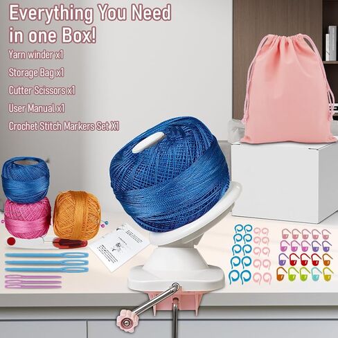 SEILETOO Yarns Winder, Yarn Spinner for Crocheting, Yarn Roller for Knitting Lovers, Included Scissors, Storage Pouches and Knitting Crochet Hook Set, Easy-to-Install, Efficiently, Lower Noise in Kuwait