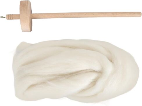 RiToEasysports Wooden Drop Spindle Professional Yarn Spinning Kit with Wool for Beginners Sewing Accessories for Knitting, Weaving, Felting in Kuwait