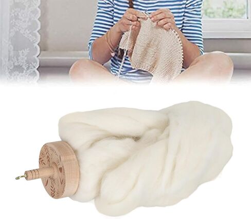 RiToEasysports Wooden Drop Spindle Professional Yarn Spinning Kit with Wool for Beginners Sewing Accessories for Knitting, Weaving, Felting in Kuwait