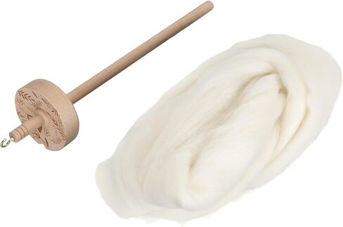 RiToEasysports Wooden Drop Spindle Professional Yarn Spinning Kit with Wool for Beginners Sewing Accessories for Knitting, Weaving, Felting in Kuwait