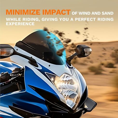 الزجاج الأمامي لـ 2011-2024 2025 GSXR600، GSXR750، K11، واقي عاكس للزجاج الأمامي للدراجات النارية متوافق مع ملحقات سوزوكي (أسود) in Kuwait