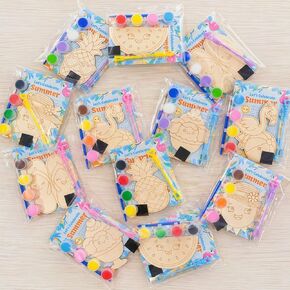VENUSFIT Summer Crafts for Kids - 12 Pack Paint Your Own Wooden Magnet Craft Kit with Maze Cards, Summer Activities, Birthday Party Favors & Goodie Bag Stuffers in Saudi Arabia