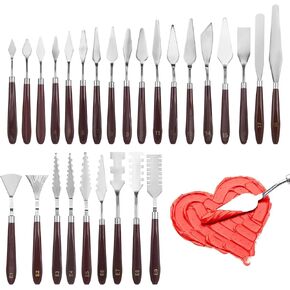 27-Piece Stainless Steel Palette Knife Set with Wood Handle - Professional Paint Spatula Kit for Acrylic, Oil Painting, Canvas Texturing & Color Mixing in Kuwait
