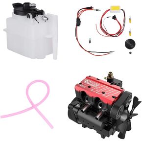 Engine ST-NF2 Mini Metal Engine Kit, Inline Double-Cylinder Four-Stroke Air-Cooled Nitro Interal Combustion Engine, F-Type Electric Plug, Fuel Tank, Oil Pipe, Ignition Power Module in Kuwait