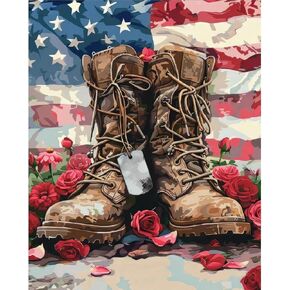 Clendo Independence Day Paint by Numbers Kit for Adults Beginners, 4 of July Acrylic Boots Adult Paint by Number Kits on Canvas, Digital Oil Number Painting Kits for Home Decor 16"x20" in Saudi Arabia