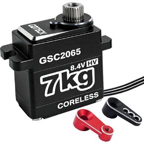 GOTECK 7KG عزم دوران عالي بدون قلب مع حامل معدني وقرن مؤازر، ترقية توجيه 8.4 فولت لزاحفات TRX4M 1/18 وSCX24 1/24 RC - تعمل على إصلاح توجيه المخزون الضعيف للبنيات الثقيلة in Kuwait