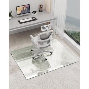 [Tempered Glass] Office Chair Mat for Carpet, Desk Mats 36"x45"1/4" Thick Clear Heavy Duty Glass Rolling Computer Chair Protector, Easy Glide Floor Desk Mats for High Pile Carpet in Kuwait
