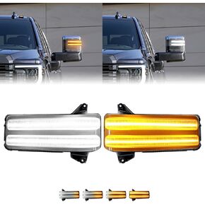 ROCCS LED Sequential Amber Turn Signal Lights for 2020-2026 Chevy Silverado/GMC Sierra 2500HD 3500HD, Switchback Tow Mirror Marker Lights White Parking/Cargo Lamps, Clear Lens in Kuwait
