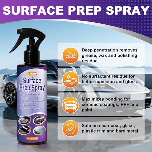 Surface Prep Spray Automotive – Surface Degreaser for Auto Paint Prep, Removes Wax, Oil & Dirt Without Residue, Paint-Safe Formula, Enhances Bonding for Ceramic Coating & Sealant – 150ml/5oz in Kuwait