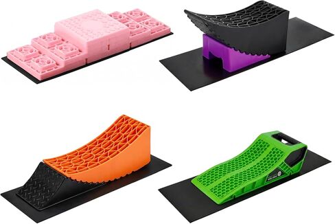 Jucoan 4 Pack RV Camper Leveler Rubber Grip Mat, 26x9 Inch Heavy-Duty Anti-Slip Rubber Pads for Travel Trailer Tire Ramps Camper RV Leveling Blocks in Kuwait