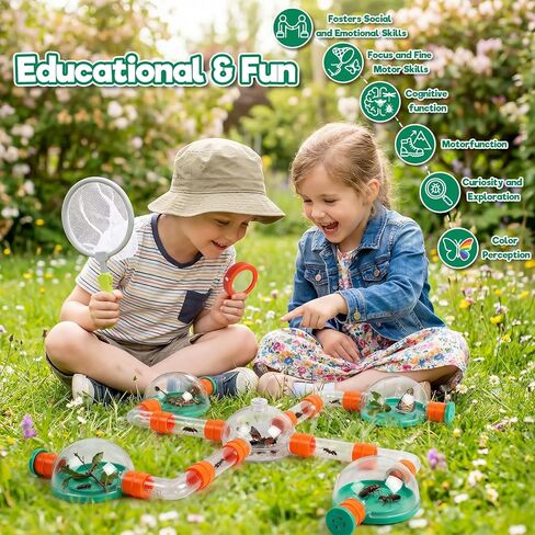 Bug Catcher for Kids, Bug Catcher Kit for Kids with Insect Net and Tweezers, Insect Habitat, Outdoor Toy for Ages 4-8, Bug Box, Birthday Gift for Kids Age 4 5 6 7 8-12 Boys Girls in Kuwait