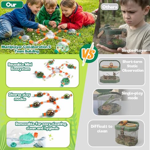 Bug Catcher for Kids, Bug Catcher Kit for Kids with Insect Net and Tweezers, Insect Habitat, Outdoor Toy for Ages 4-8, Bug Box, Birthday Gift for Kids Age 4 5 6 7 8-12 Boys Girls in Kuwait
