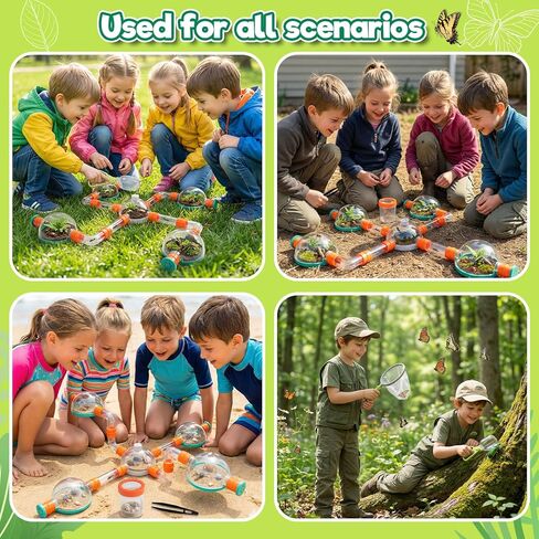 Bug Catcher for Kids, Bug Catcher Kit for Kids with Insect Net and Tweezers, Insect Habitat, Outdoor Toy for Ages 4-8, Bug Box, Birthday Gift for Kids Age 4 5 6 7 8-12 Boys Girls in Kuwait