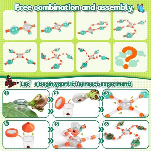Bug Catcher for Kids, Bug Catcher Kit for Kids with Insect Net and Tweezers, Insect Habitat, Outdoor Toy for Ages 4-8, Bug Box, Birthday Gift for Kids Age 4 5 6 7 8-12 Boys Girls in Kuwait