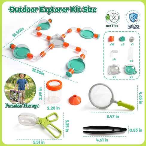 Bug Catcher for Kids, Bug Catcher Kit for Kids with Insect Net and Tweezers, Insect Habitat, Outdoor Toy for Ages 4-8, Bug Box, Birthday Gift for Kids Age 4 5 6 7 8-12 Boys Girls in Kuwait